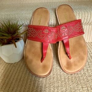 COACH red leather “Bernice” sandal